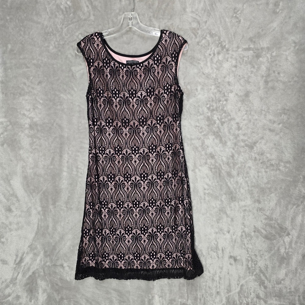 Connected Apparel Dress Women‎ 10 Black Lace Pink Sheath Cap Sleeve Modest Party - Picture 8 of 13